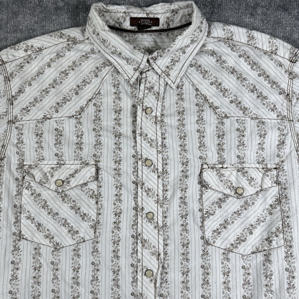 Arizona Shirt Men's Large Floral Western Pearl Snap Long Sleeve Vintage Y2K